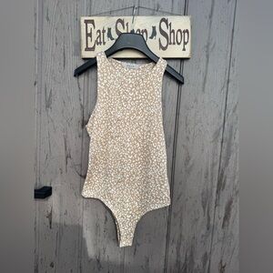 Gaze Tan and White Bodysuit